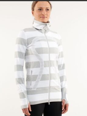 lululemon athletica In Stride Jacket - White & Silver Stripe Size 10